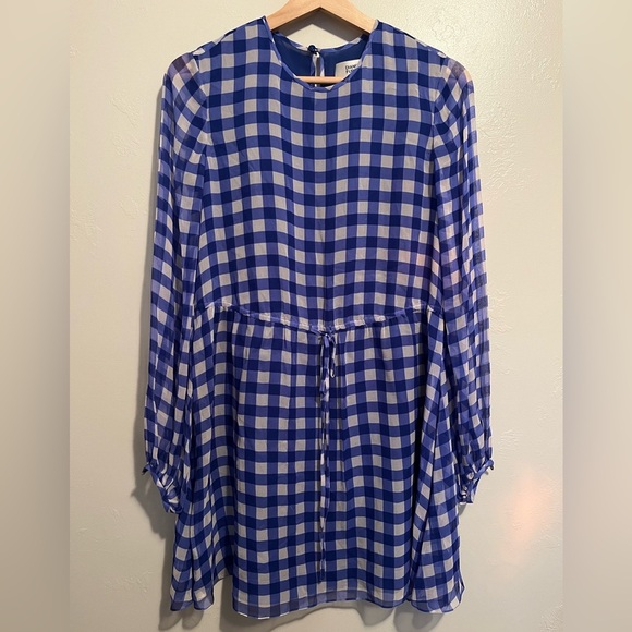 Diane von Furstenberg Blue & White Check Mini Tent Dress 100% Silk - Picture 4 of 16